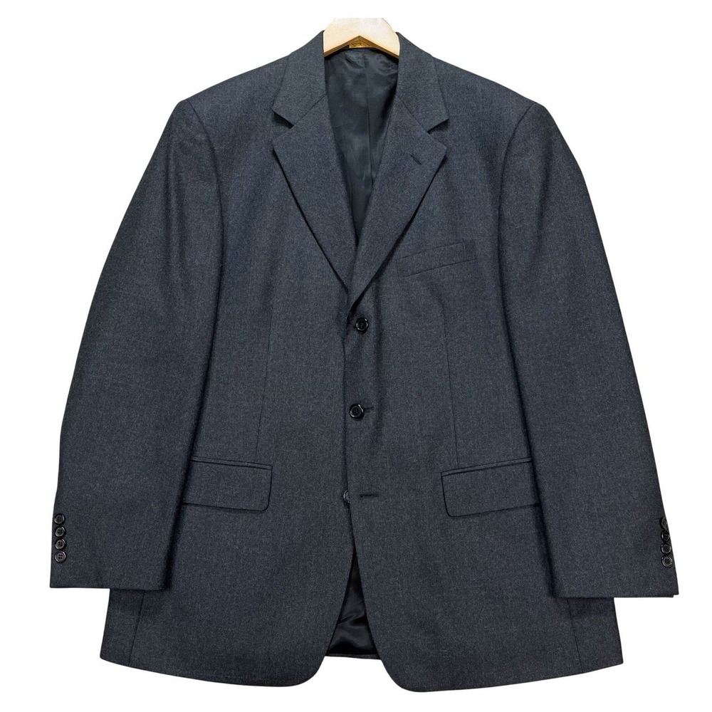 Brooks Brothers Mens 44R Charcoal Grey 100% Wool 3-Button Blazer Sport Coat FLAW
